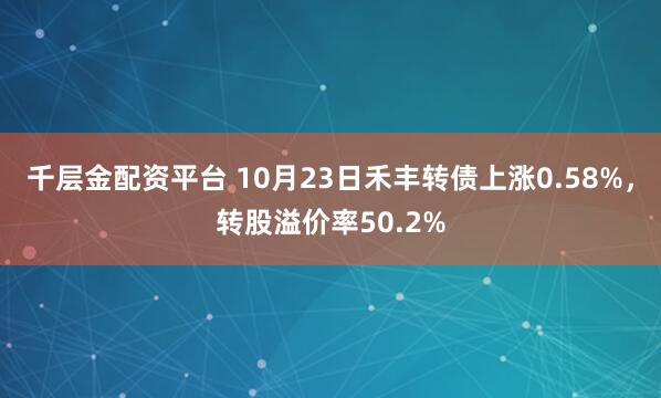 千层金配资平台 10月23日禾丰转债上涨0.58%，转股溢价率50.2%