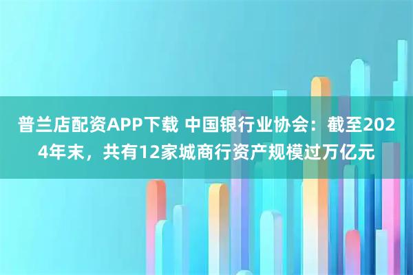 普兰店配资APP下载 中国银行业协会：截至2024年末，共有12家城商行资产规模过万亿元