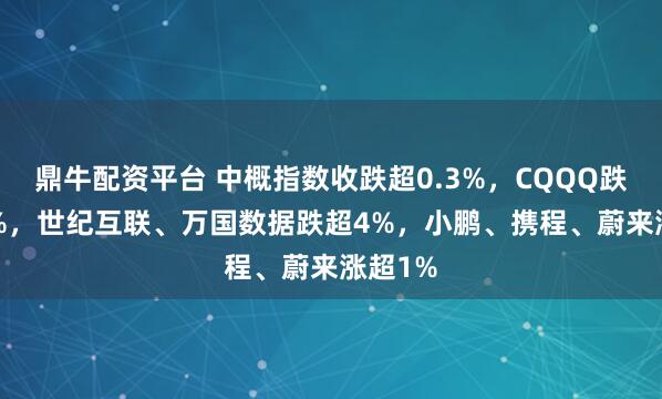 鼎牛配资平台 中概指数收跌超0.3%，CQQQ跌约1.6%，世纪互联、万国数据跌超4%，小鹏、携程、蔚来涨超1%