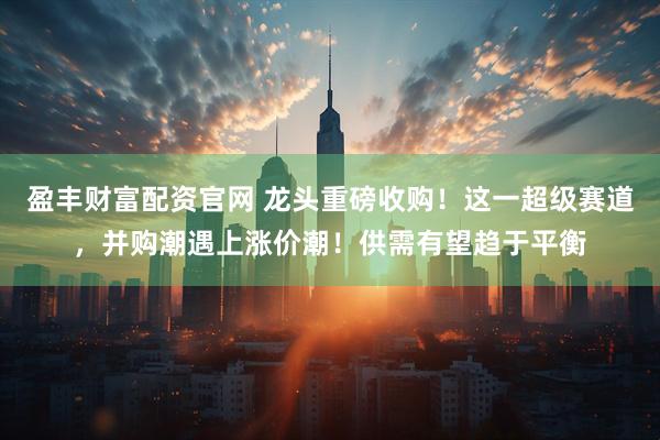 盈丰财富配资官网 龙头重磅收购！这一超级赛道，并购潮遇上涨价潮！供需有望趋于平衡