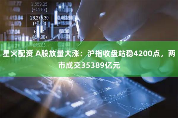星火配资 A股放量大涨：沪指收盘站稳4200点，两市成交35389亿元